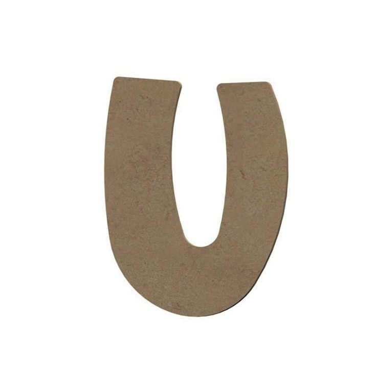 Lettre majuscule U en bois MDF à décorer - 8 cm