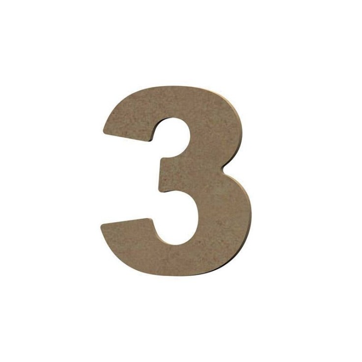 Chiffre 3 en bois MDF à décorer - 8 cm