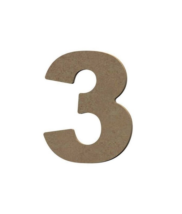 Chiffre 3 en bois MDF à...