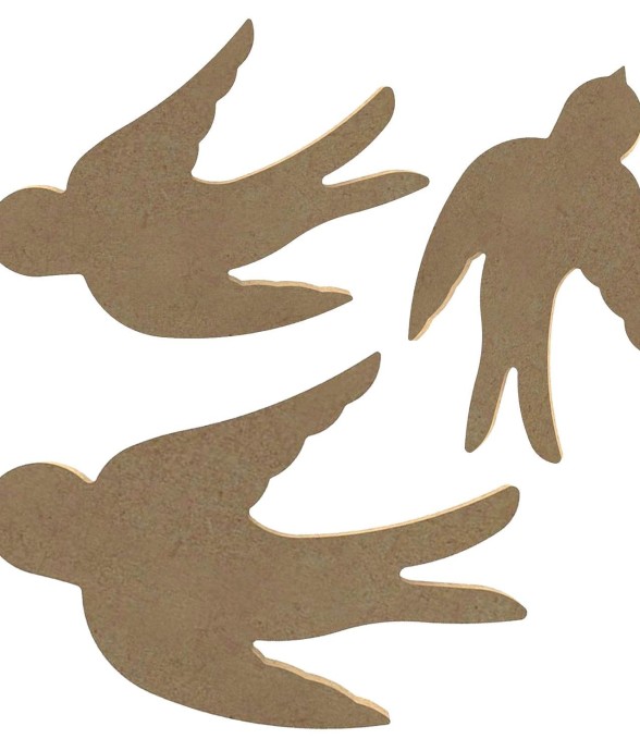 3 hirondelles en bois MDF à...