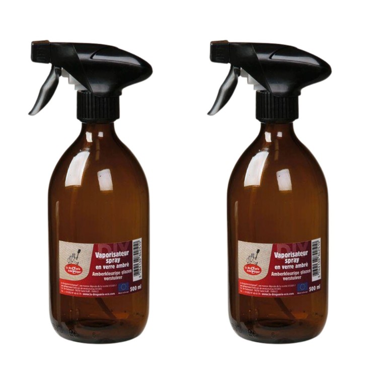 2 vaporisateurs spray en verre ambré 500 ml