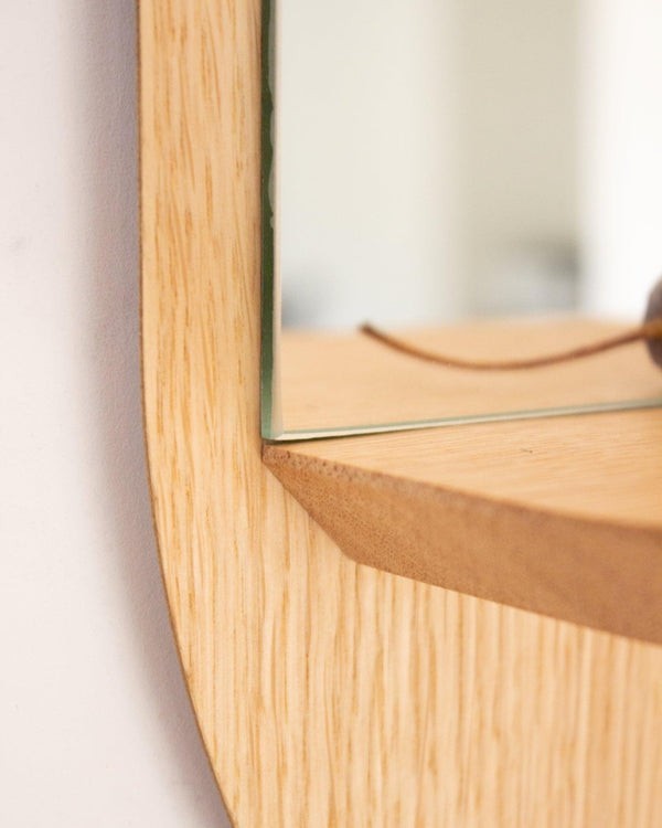 Miroir mural avec tablette Solstice en bois