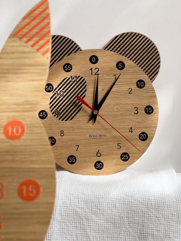Horloge pédagogique en bois Panda