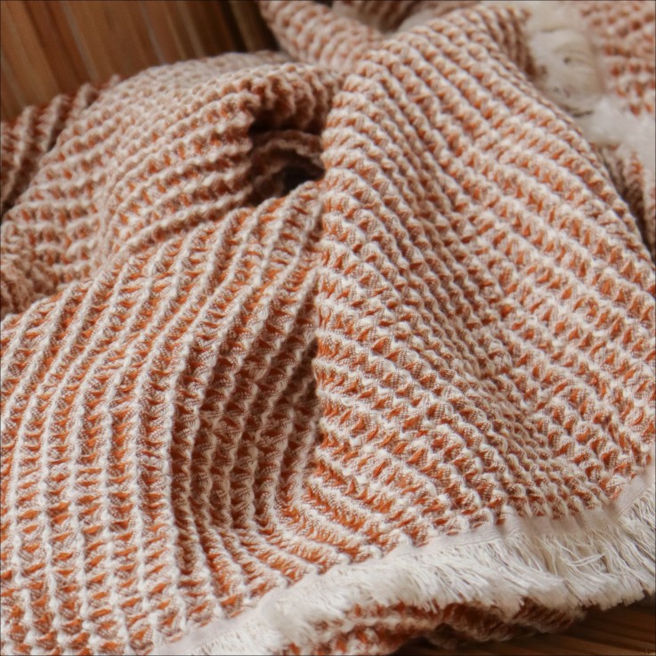 Plaid Esprit nid d'abeille Coton Bio