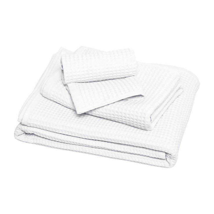 Lot de 3 serviettes de toilette Esprit nid d'abeille Coton Bio