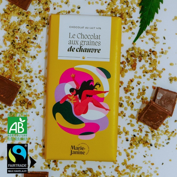 Chocolat au lait et aux graines de chanvre Bio