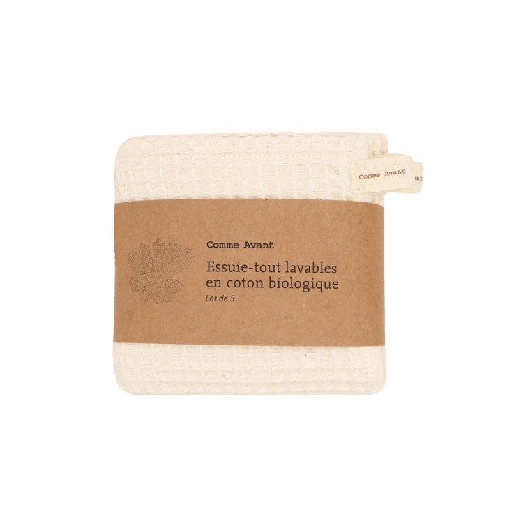 Lot de 5 Essuie-Tout Lavables en Coton