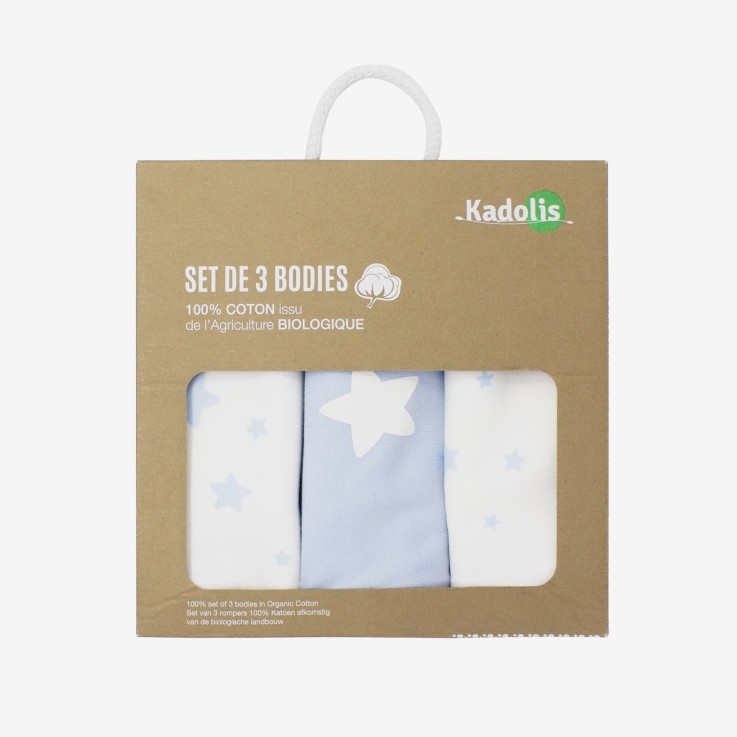 Body manches longues en Coton Bio à motifs étoiles (lot de 3)