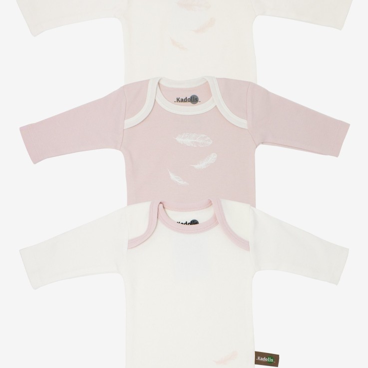 Body manches longues en Coton Bio à motifs plumes (lot de 3)