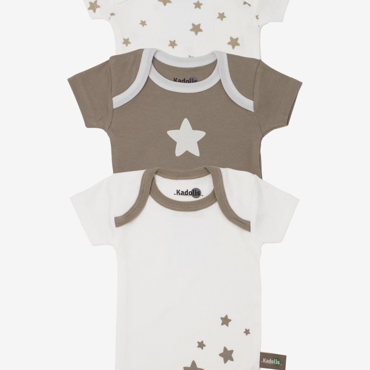 Body manches courtes en Coton Bio à motifs étoiles (lot de 3)