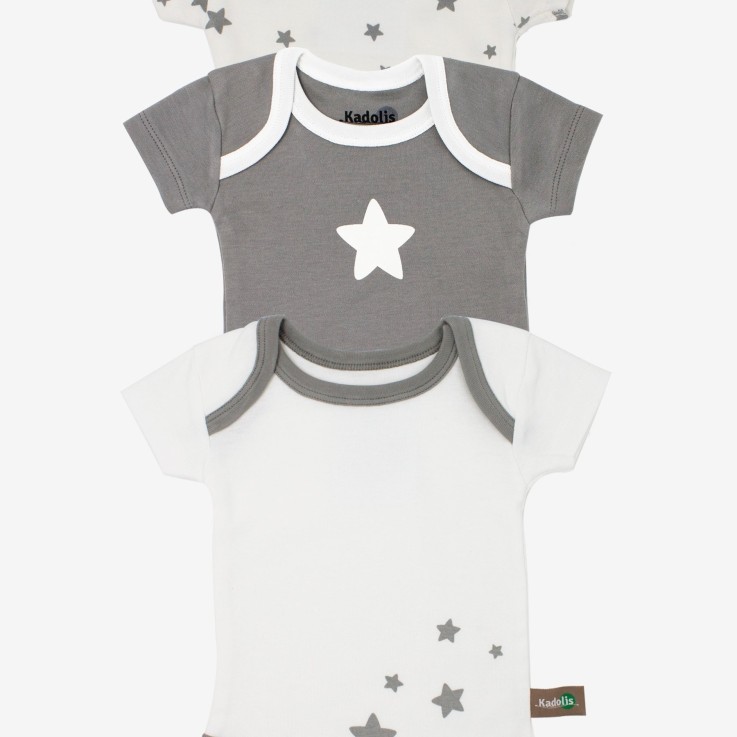 Body manches courtes en Coton Bio à motifs étoiles (lot de 3)