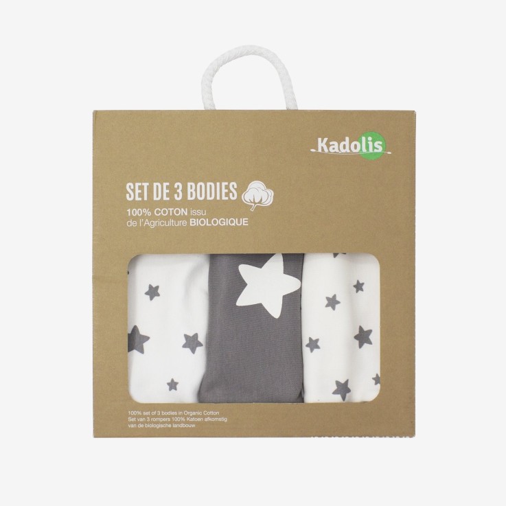 Body manches courtes en Coton Bio à motifs étoiles (lot de 3)
