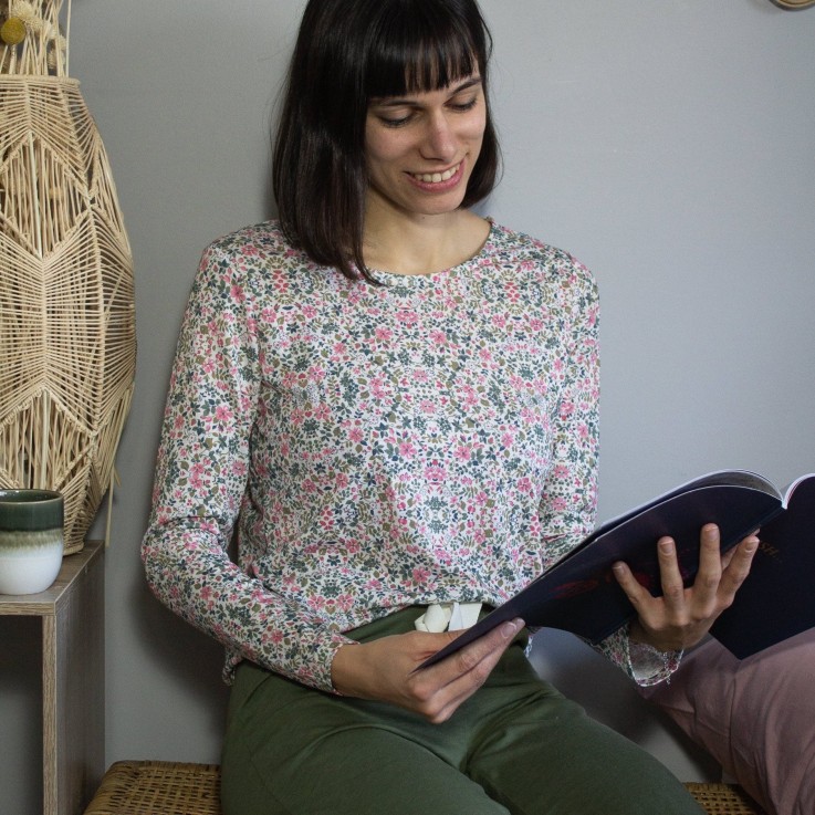 Haut de pyjama femme manches longues en Coton Bio et TENCEL™ Sonora