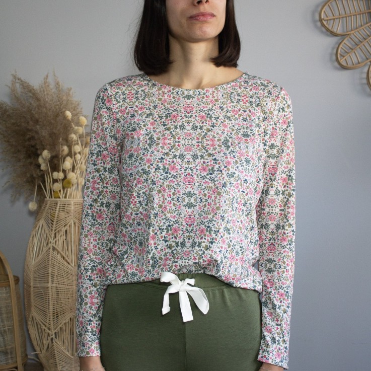 Haut de pyjama femme manches longues en Coton Bio et TENCEL™ Sonora