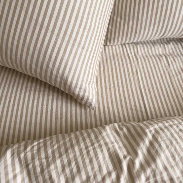 Drap housse Percale de Coton Bio rayé adulte