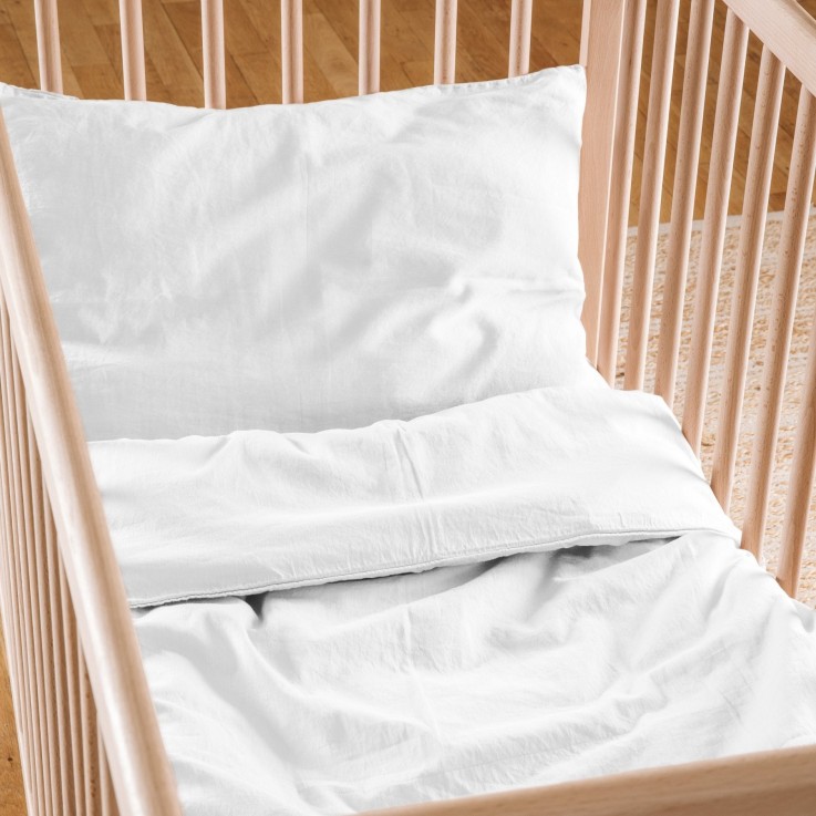 Drap housse bébé Satin de Coton Bio lavé