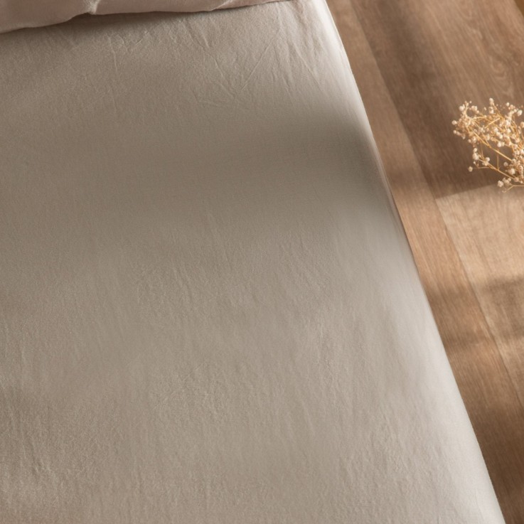 Drap housse Satin de Coton Bio lavé adulte