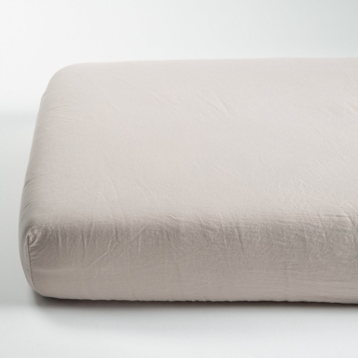 Drap housse Satin de Coton Bio lavé adulte