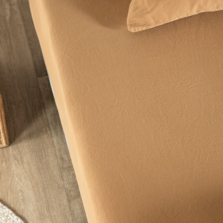 Drap housse Satin de Coton Bio lavé 1 personne
