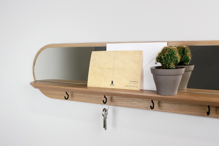 Miroir Moonlight crochets noirs en bois