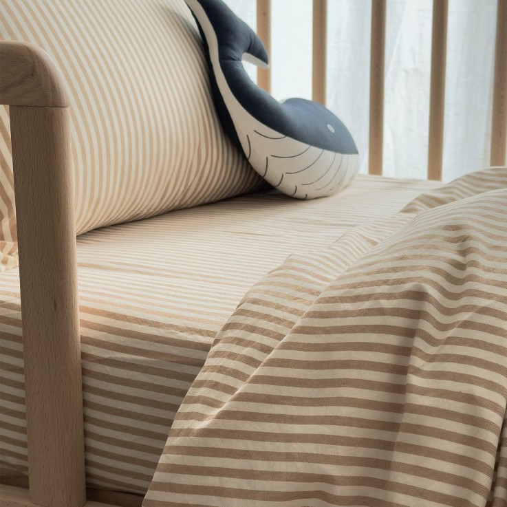Drap housse bébé Percale de Coton Bio rayé