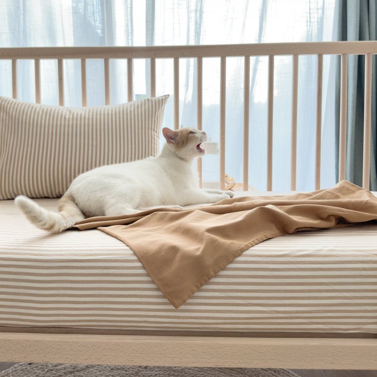 Drap housse bébé Percale de Coton Bio rayé
