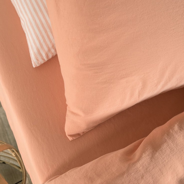Drap housse Satin de Coton Bio lavé adulte