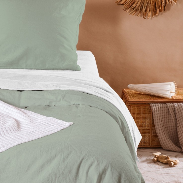 Drap housse Satin de Coton Bio lavé 1 personne