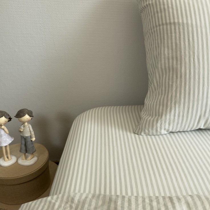 Drap housse Percale de Coton Bio rayé 1 personne