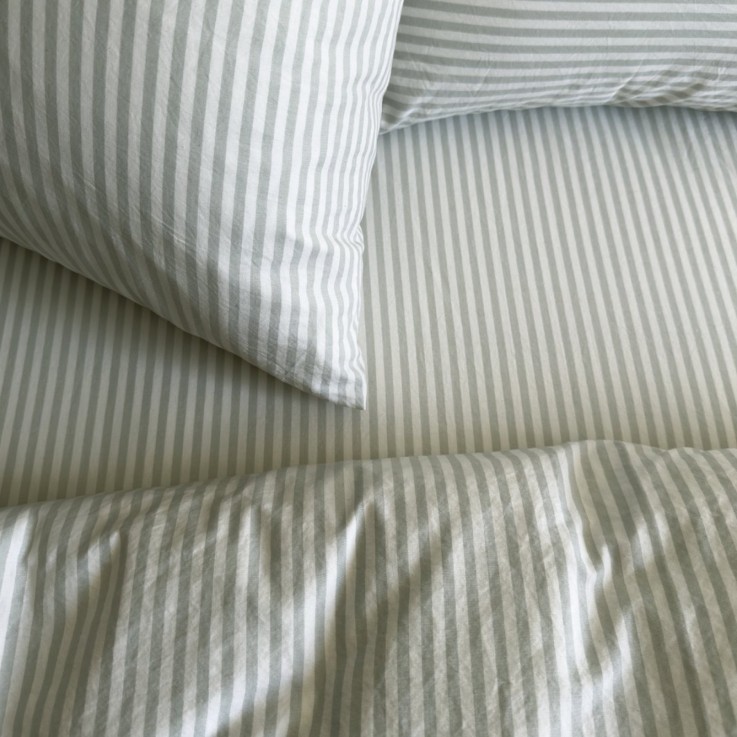 Drap housse Percale de Coton Bio rayé 1 personne