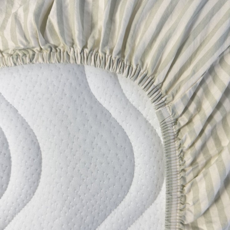 Drap housse Percale de Coton Bio rayé 1 personne
