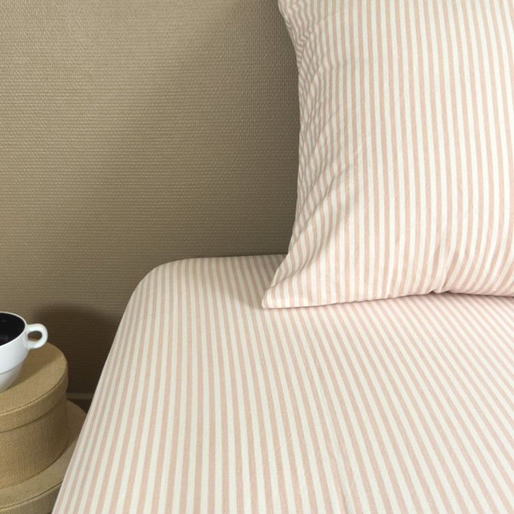 Drap housse Percale de Coton Bio rayé 1 personne