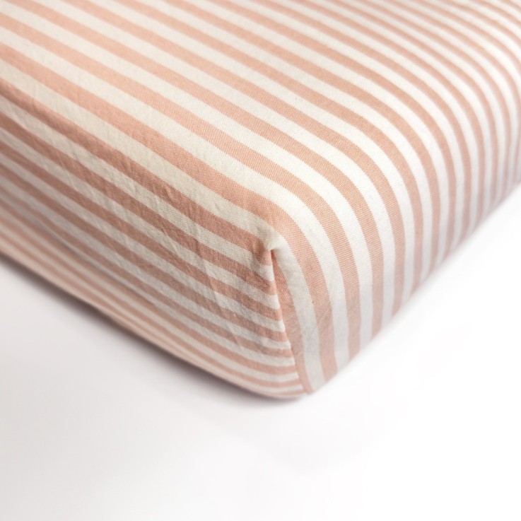 Drap housse Percale de Coton Bio rayé 1 personne