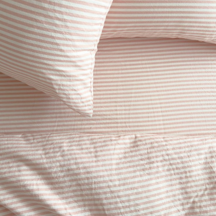 Drap housse Percale de Coton Bio rayé 1 personne