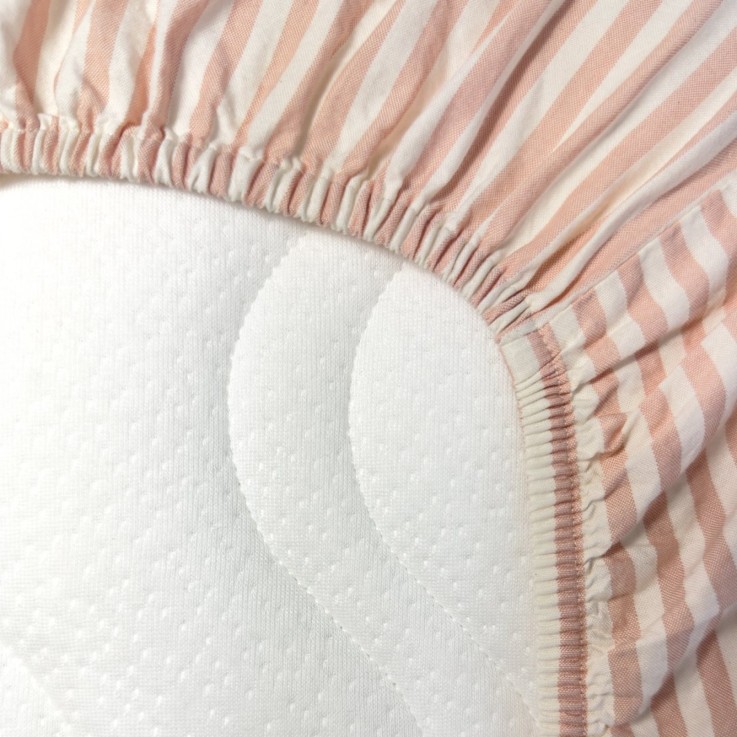 Drap housse Percale de Coton Bio rayé 1 personne