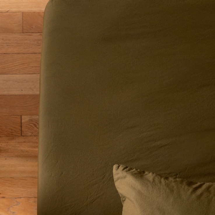 Drap housse en Percale de Coton Bio lavé Adulte