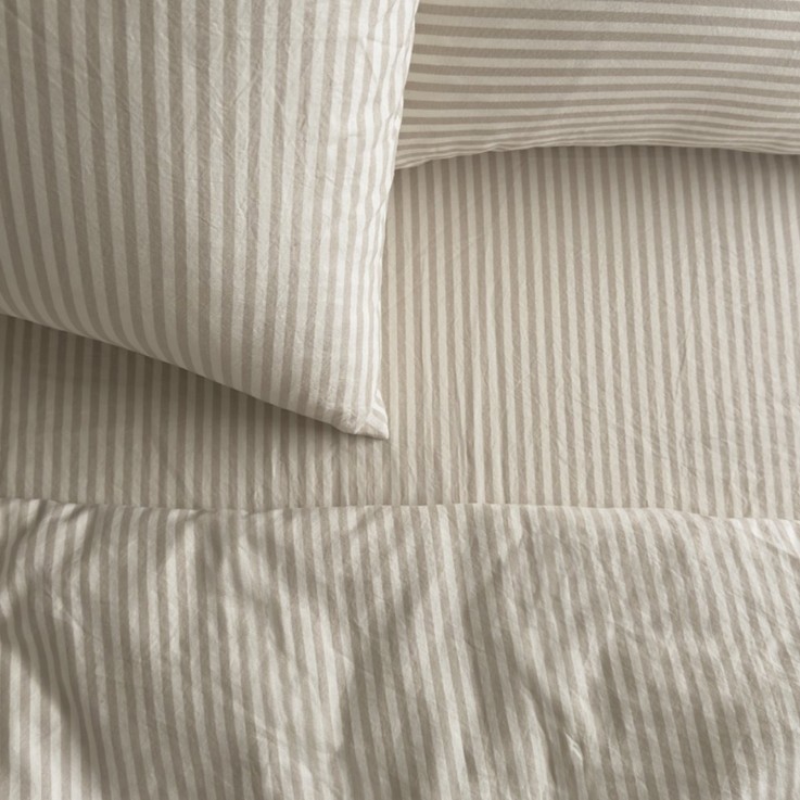 Drap housse Percale de Coton Bio rayé 1 personne