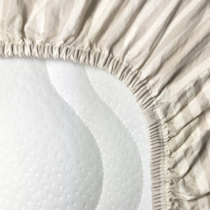 Drap housse Percale de Coton Bio rayé 1 personne