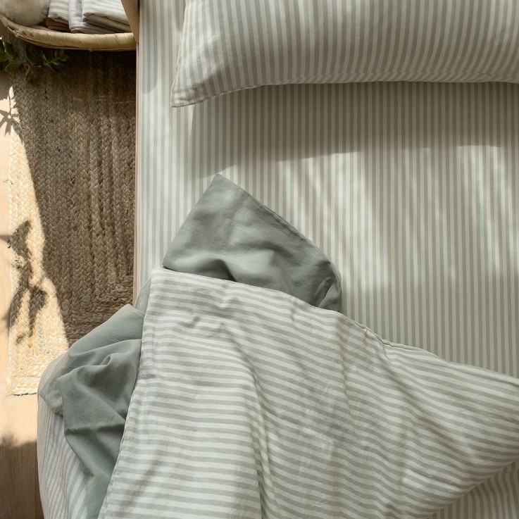 Drap housse bébé Percale de Coton Bio rayé