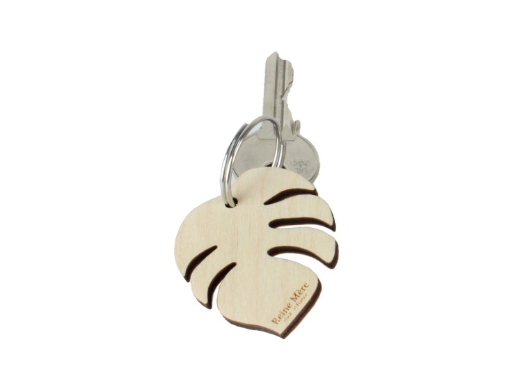 Porte-clés Tropique en bois de bouleau Monstera