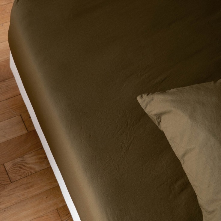 Drap-housse en Percale de Coton Bio lavé 1 personne