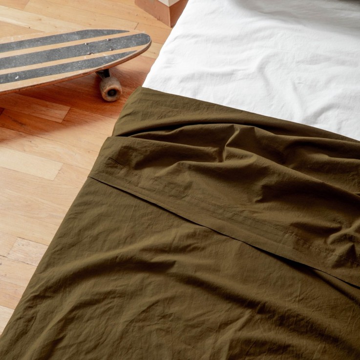 Drap plat 1 personne en Percale de Coton Bio lavé