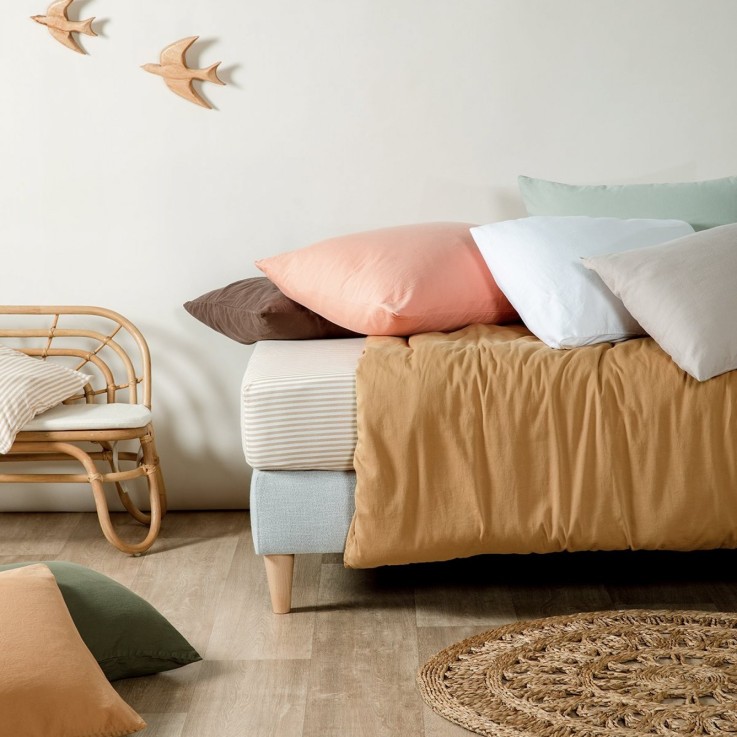 Housse de Couette Satin de Coton Bio lavé 1 personne