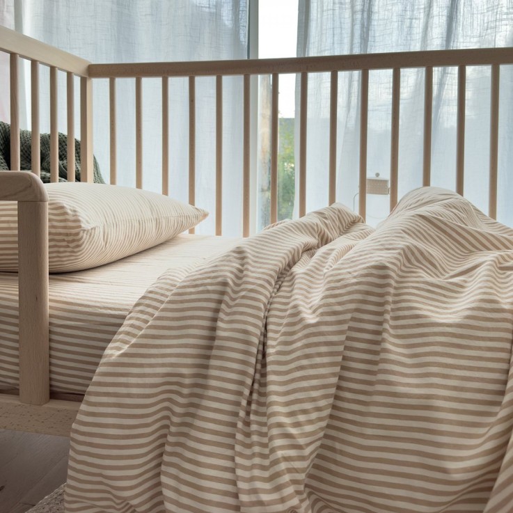 Housse de couette Percale de Coton Bio bébé rayé
