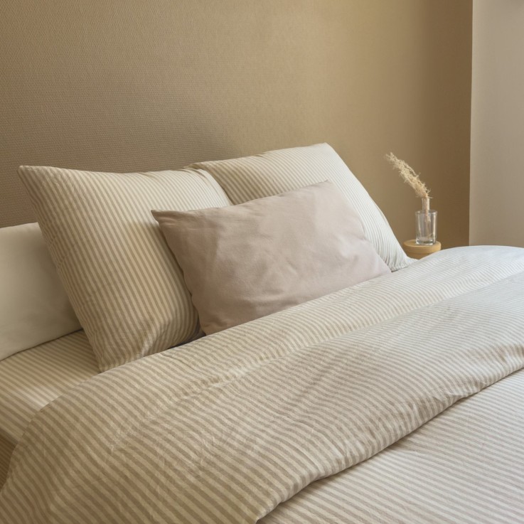 Housse de couette Adulte Percale de Coton Bio rayé