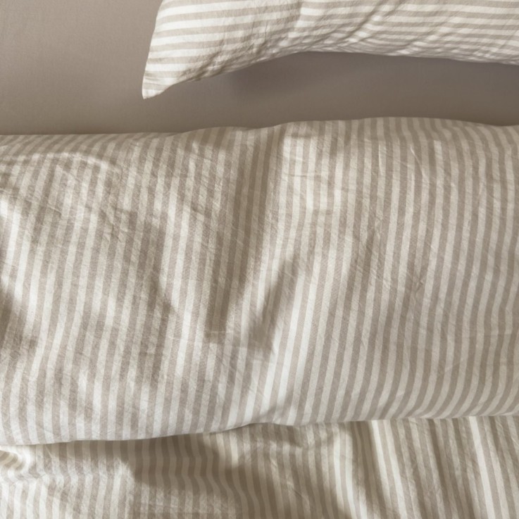 Housse de couette Adulte Percale de Coton Bio rayé