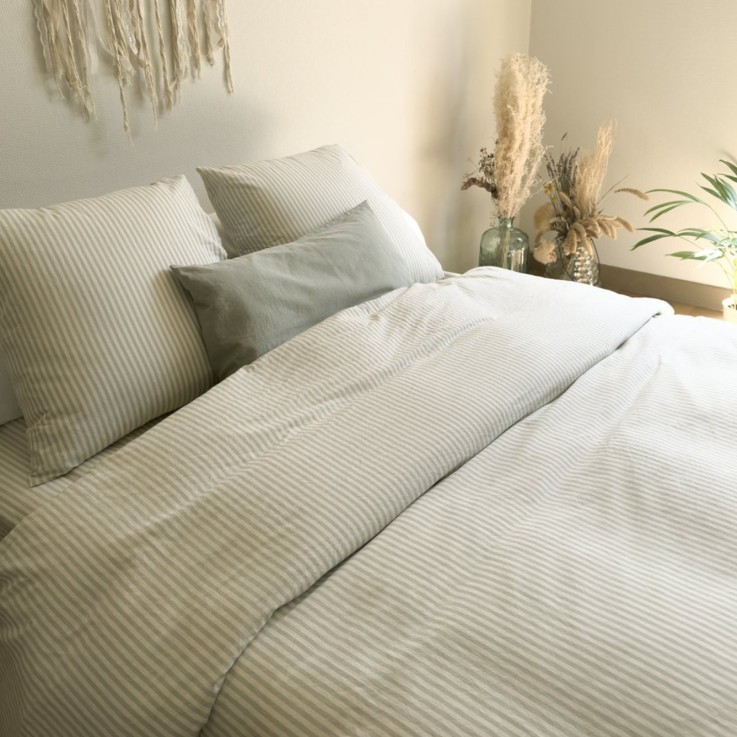 Housse de couette adulte Percale de Coton Bio Rayé