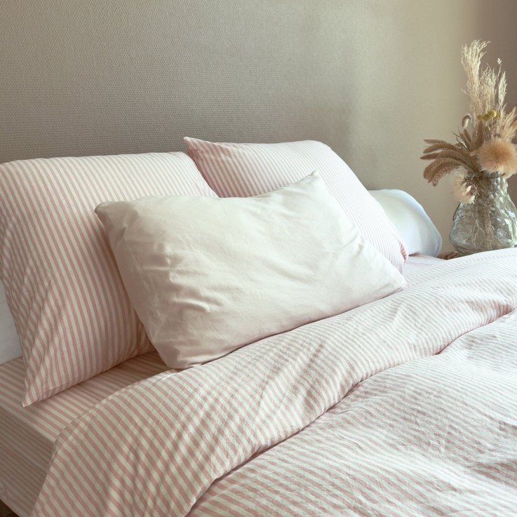 Housse de couette Adulte Percale de Coton Bio rayé
