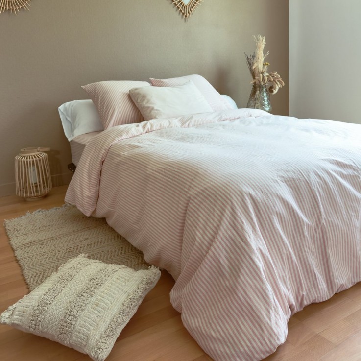 Housse de couette Adulte Percale de Coton Bio rayé