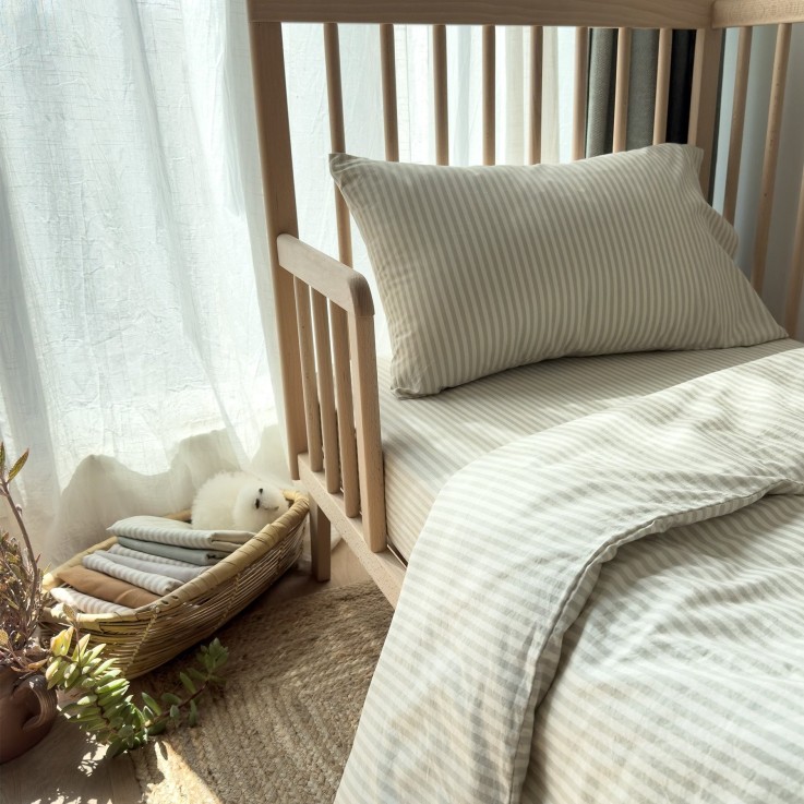 Housse de couette Percale de Coton Bio bébé rayé